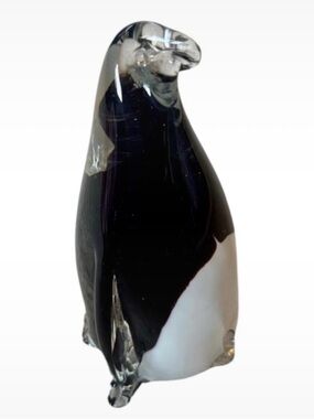 Murano Black and White Glass Penguin Figurine